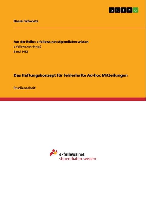 Das Haftungskonzept für fehlerhafte Ad-hoc Mitteilungen(Kobo/電子書)