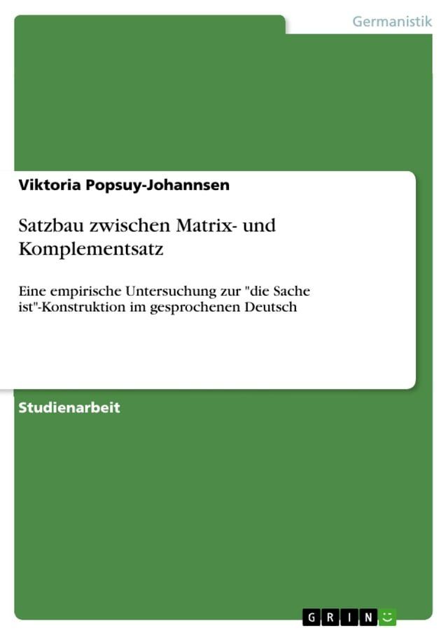  Satzbau zwischen Matrix- und Komplementsatz(Kobo/電子書)