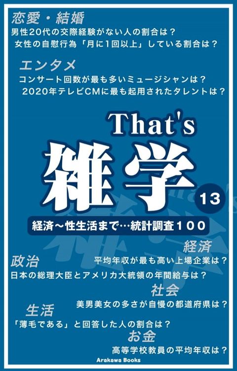 『That's 雑学13』経済∼性生活まで…統計調査100(Kobo/電子書)