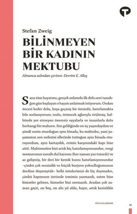 Bilinmeyen Bir Kadının Mektubu(Kobo/電子書)