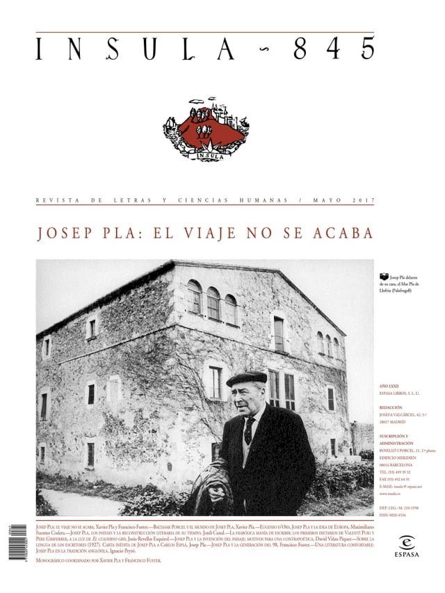  Josep Pla: el viaje no se acaba (&Iacute;nsula n° 845, mayo de 2017)(Kobo/電子書)