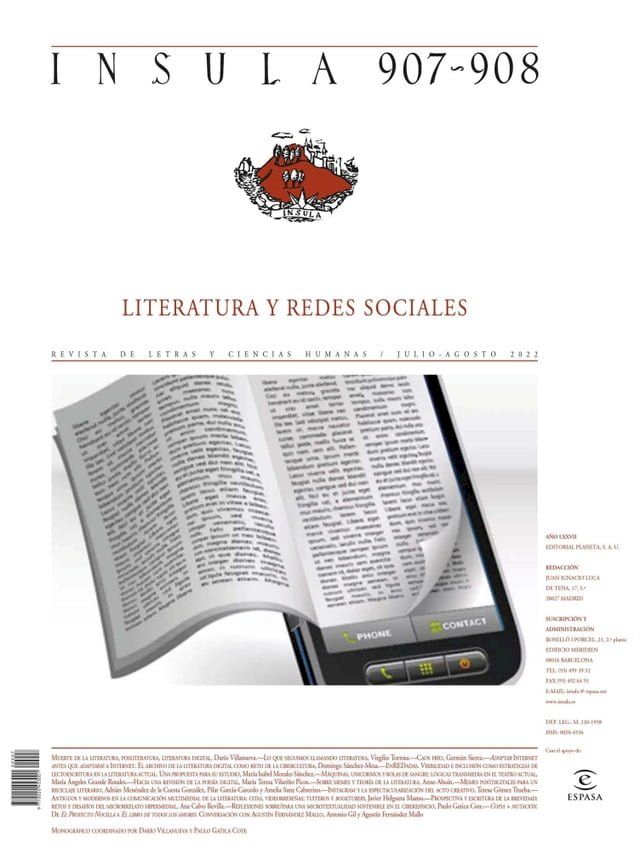  Literatura y redes sociales (&Iacute;nsula n° 907/908, julio/agosto de 2022)(Kobo/電子書)