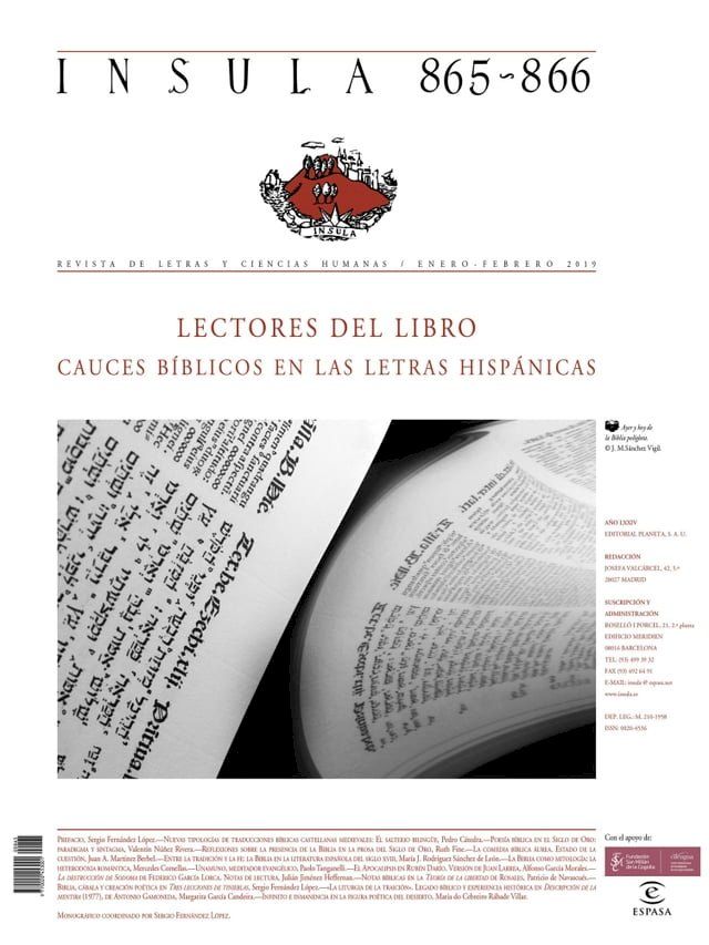  Lectores del Libro: cauces b&iacute;blicos en las letras hisp&aacute;nicas (&Iacute;nsula n° 865-866)(Kobo/電子書)