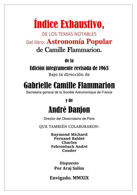 Indice Exhaustivo de los temas notables del libro: Astronomía Popular de Camille Flammarion(Kobo/電子書)