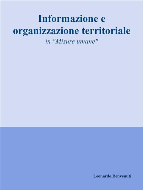 Informazione e organizzazione territoriale(Kobo/電子書)