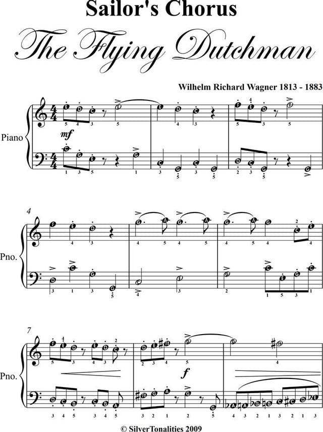  Sailor's Chorus Flying Dutchman Easy Piano Sheet Music(Kobo/電子書)