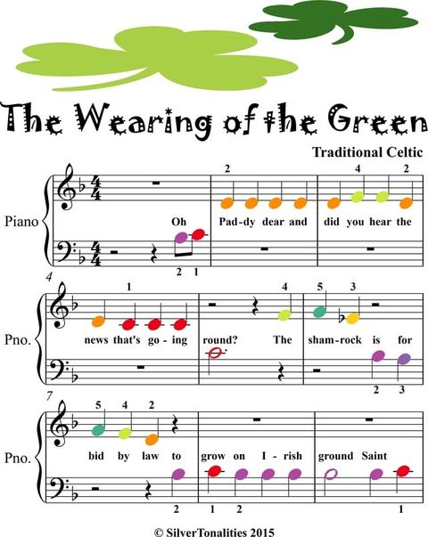 Wearing of the Green Beginner Piano Sheet Music with Colored Notes(Kobo/電子書)