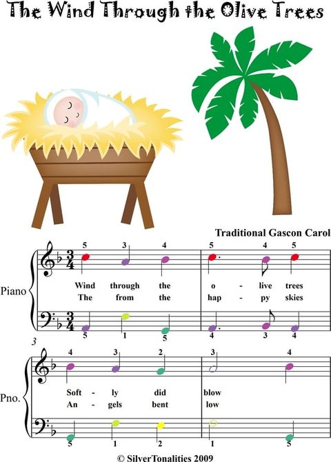 The Wind Through the Olive Trees Easy Piano Sheet Music with Colored Notes(Kobo/電子書)