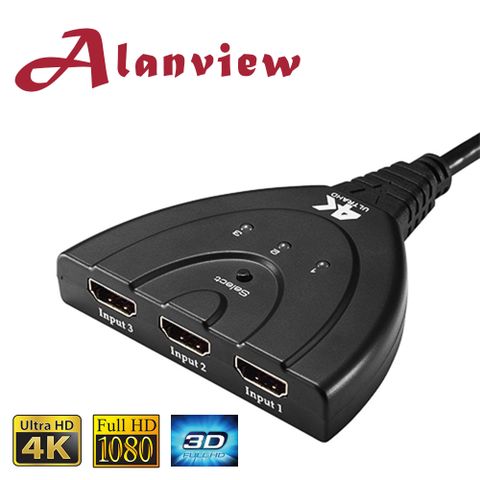 Alanview HDMI 4K2K三進一出切換器 v1.4 帶HDMI輸出線 (VK301Z)