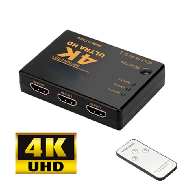  標準4K2K HDMI 3進1出遙控切換器(UH-7593C)