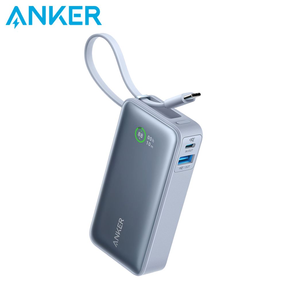 ANKER  533 Nano 10000mAh 30W 行動電源(自帶USB-C線) (A1259) 公司貨 藍色