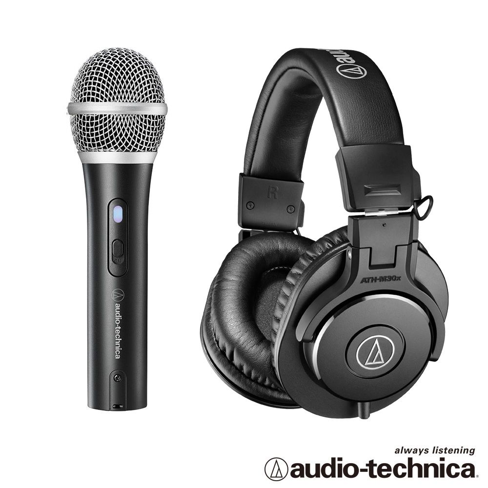 audio-technica 鐵三角  心型指向性動圈USB/XLR麥克風ATR2100XUSB+專業型監聽耳機ATHM30x