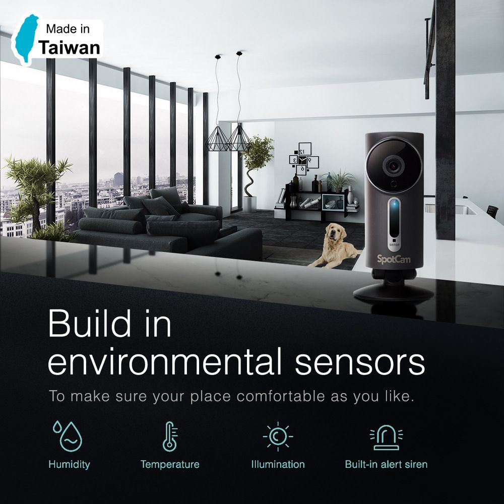 SpotCam Sense Pro 防水型溫/濕/亮無線家用WiFi攝影機- PChome 24h購物