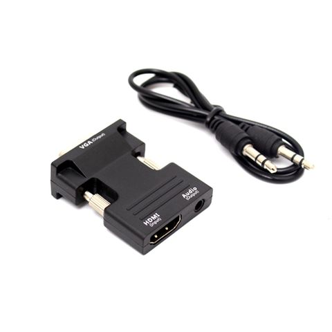 HDMI(母) to VGA(公) 高畫質1080P 訊號影音傳輸轉接器 帶音頻線★帶音頻輸出口，彌補VGA不支援音頻輸出缺陷