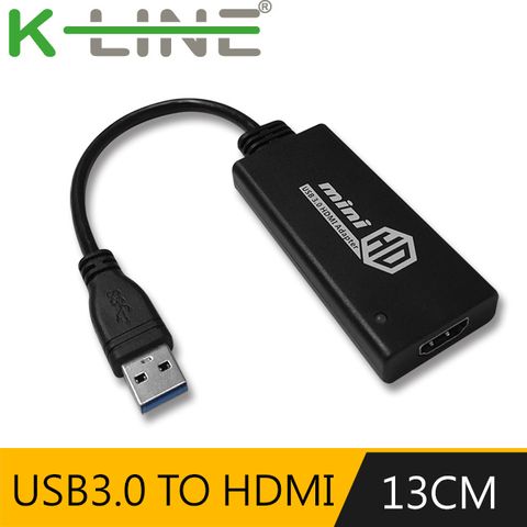 USB3.0超高速傳輸介面k-Line USB3.0(公) to HDMI(母) 外接顯示卡(黑)
