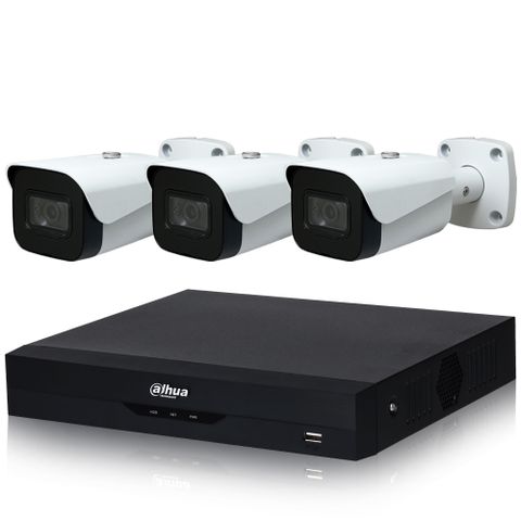 【CHICHIAU】Dahua大華 5MP 4路CVI 1080P數位遠端監控套組(含2MP星光級紅外線攝影機x3)