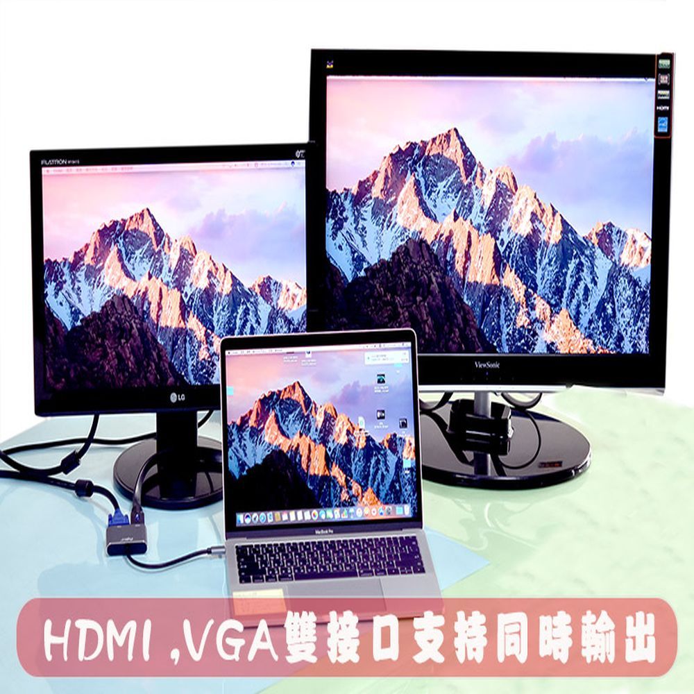 FUJIEI 富吉  USB3.1 Type-C to HDMI/VGA 雙輸出影像轉接器