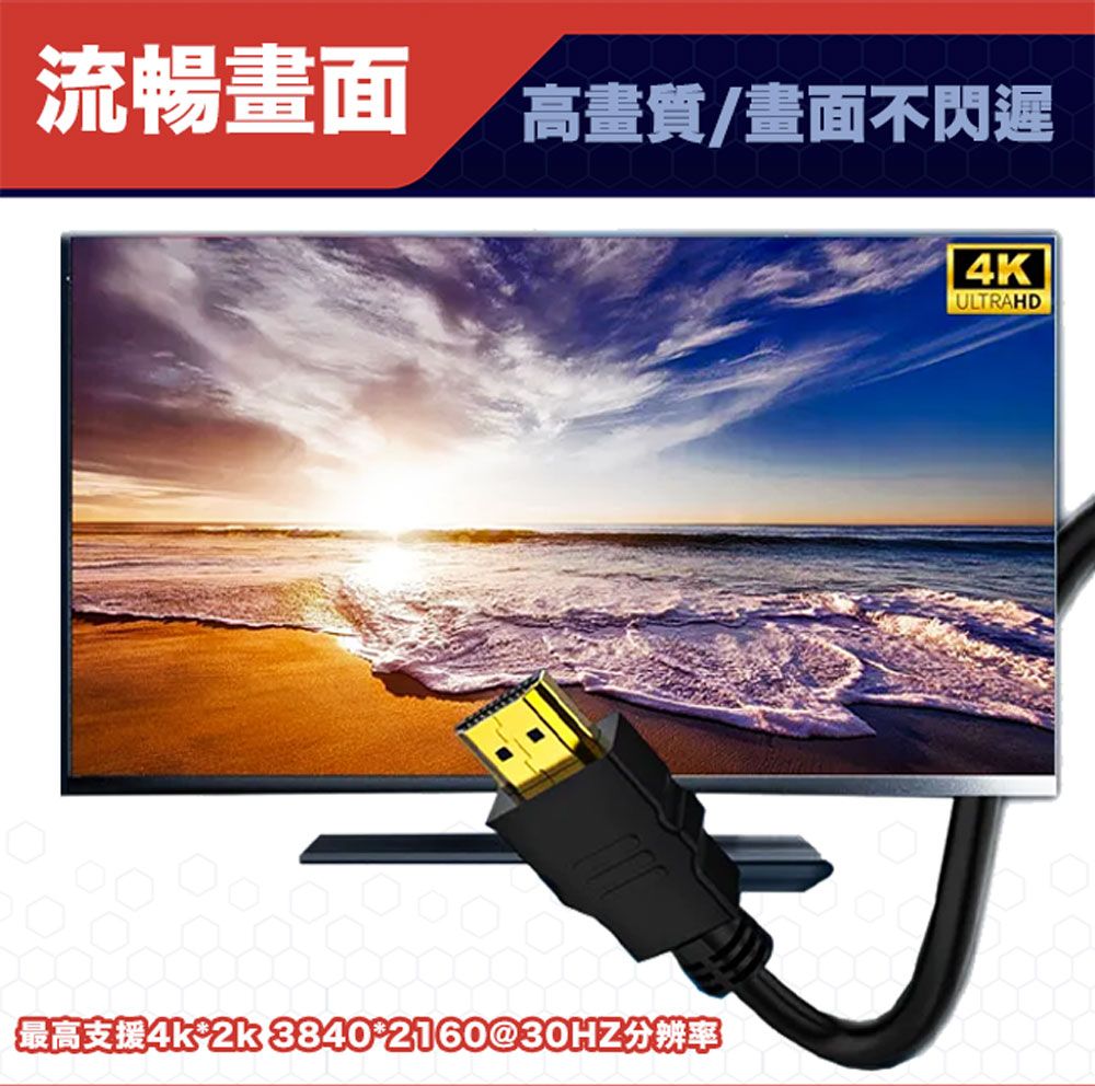 MAX+  協會認證HDMI 4K 30fps劇院/電競不閃屏影音傳輸線 5M