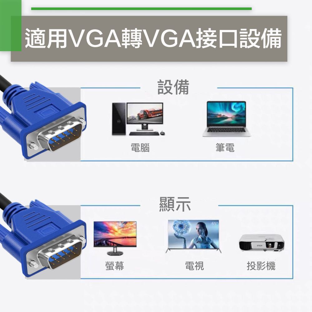 K-Line  高品質 VGA to VGA 公對公 影像傳輸連接線1.2M