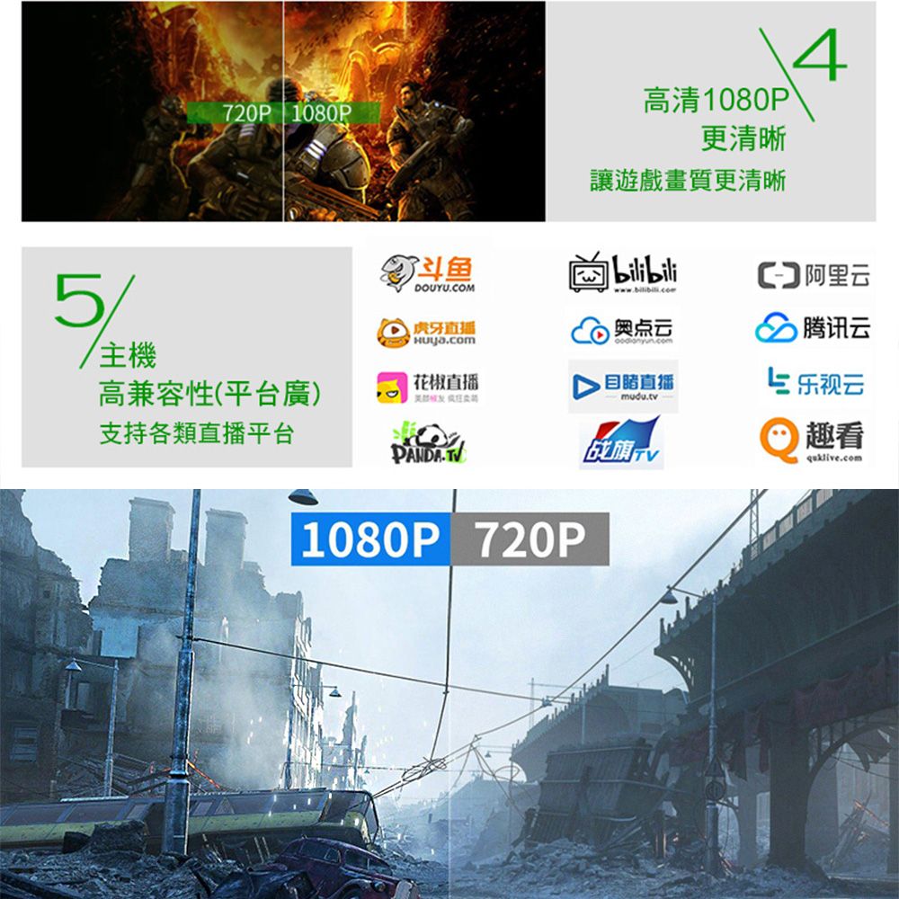 570P1080P斗鱼DOUYU.COM虎牙直播主機高兼容性(平台廣) 花椒直播支持各類直播平台|1080P 720P高清1080P更清晰讓遊戲畫質更清晰4bilibili 阿里奥点直播mudu.tv2 腾讯云乐视云趣看