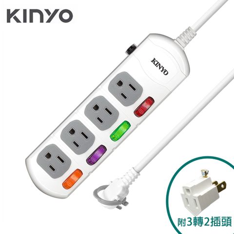 KINYO 4開關4插座 防雷擊防突波過載保護設計 安全電源延長線 6尺 1.8M