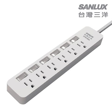 SANLUX 台灣三洋 轉接電源線-3孔6座6切插座1.8M SYPW-366AA