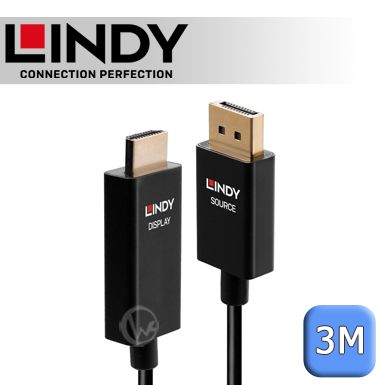 LINDY 林帝   主動式 DisplayPort to HDMI 2.0 HDR 轉接線 3m (40927)