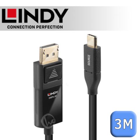 支援最高解析度可達 4K UHDLINDY 林帝 主動式 USB3.1 Type-C to DisplayPort HDR 轉接線 3m (43303)