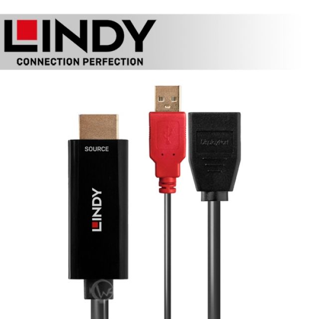 LINDY 林帝HDMI 2.0 to DisplayPort 1.2 4K@60HZ 轉接器帶USB 電源