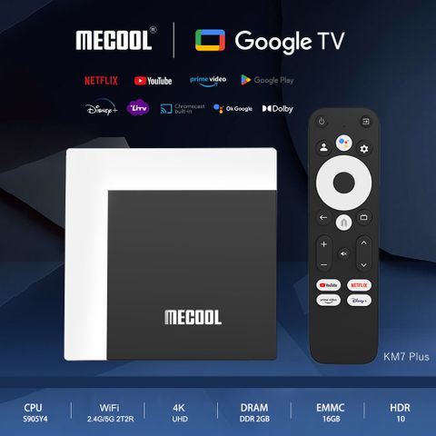 Netflix 4K授權、杜比音效雙認證、擴充性最強的Google TV電視盒【mecool】米酷4KHDR多媒體Google電視盒(KM7Plus)Google TV/Netflix/Disney+