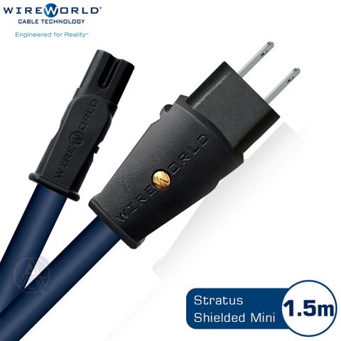 全新升級，台灣製造WIREWORLD Shielded Mini Stratus 8字頭電源線 - 1.5M(Wall Plug C7 Figure 8)