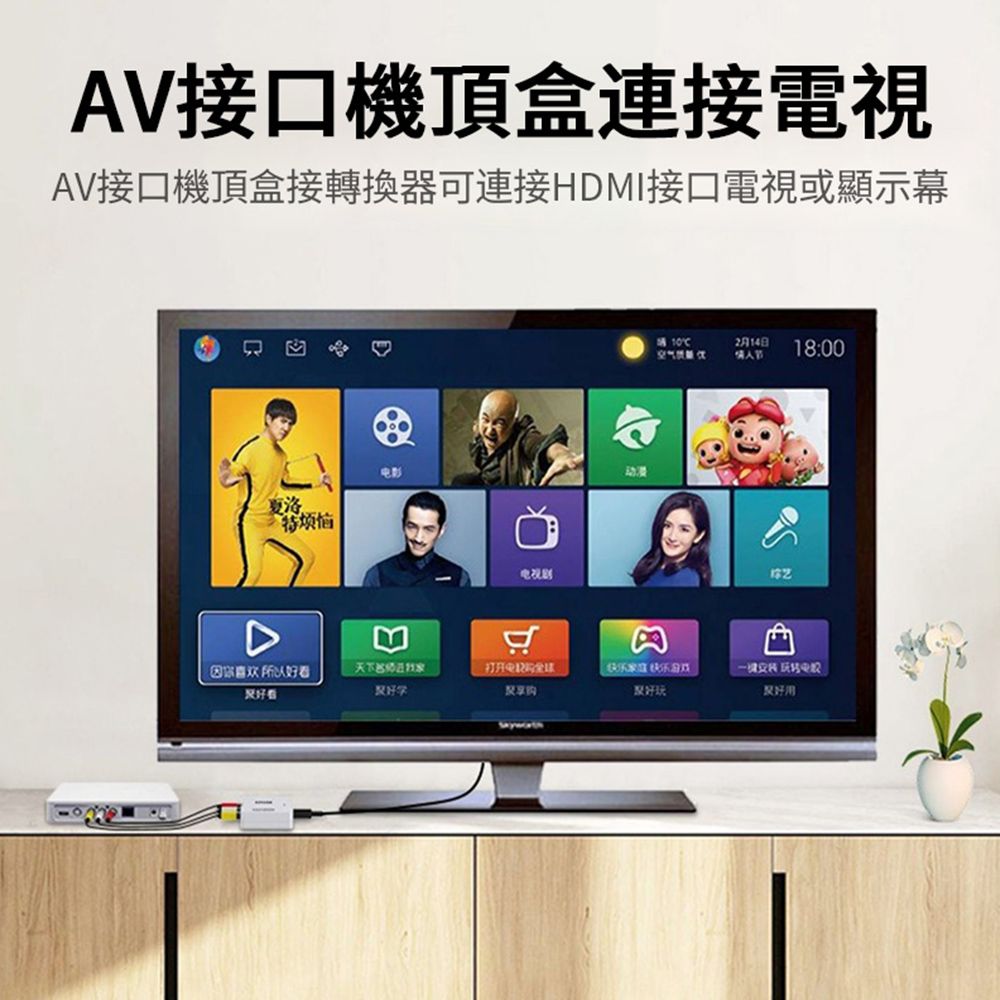 Sily 1080P AV轉HDMI視頻轉換器 RCA影音數位訊號轉接盒 AV接口機頂盒DVD/VCD HDMI切換器 集線器 福利品