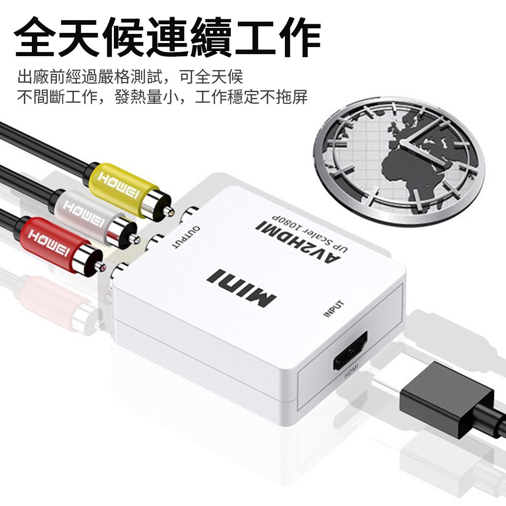 Sily 1080P AV轉HDMI視頻轉換器 RCA影音數位訊號轉接盒 AV接口機頂盒DVD/VCD HDMI切換器 集線器 福利品