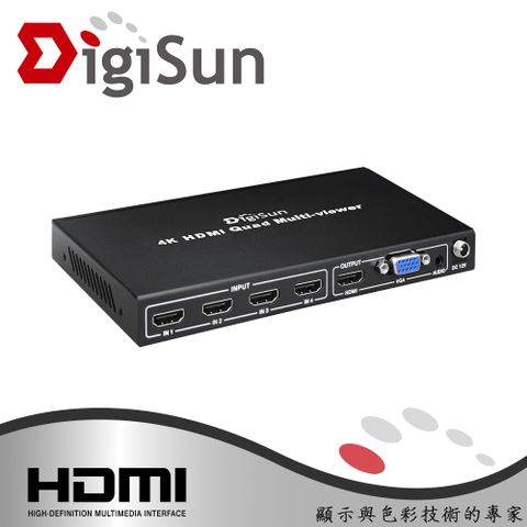 DigiSun 得揚 MV747 4K2K 4路 HDMI 畫面分割器 (無縫切換)