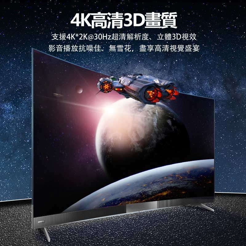 4K高清3D畫質支援4K*2K@30Hz超清解析度、立體3D視效影音播放抗噪佳、無雪花,盡享高清視覺盛宴