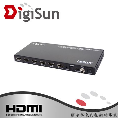 DigiSun 得揚 MV748 4K2K 雙螢幕 4 路 HDMI 畫面分割器 (無縫切換) + 4x2 矩陣切換器