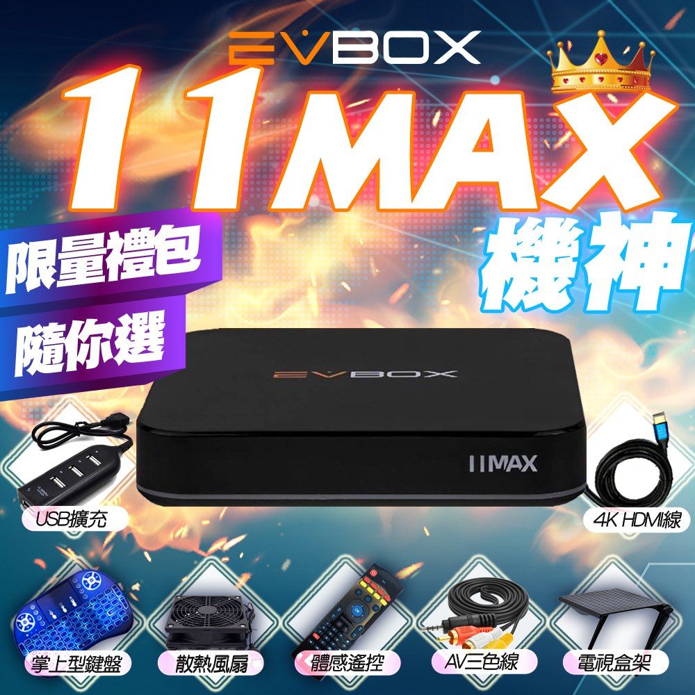 EVBOX 易播 11 MAX 2025 最新AI旗艦機上盒 限量禮包最新11代旗艦電視盒