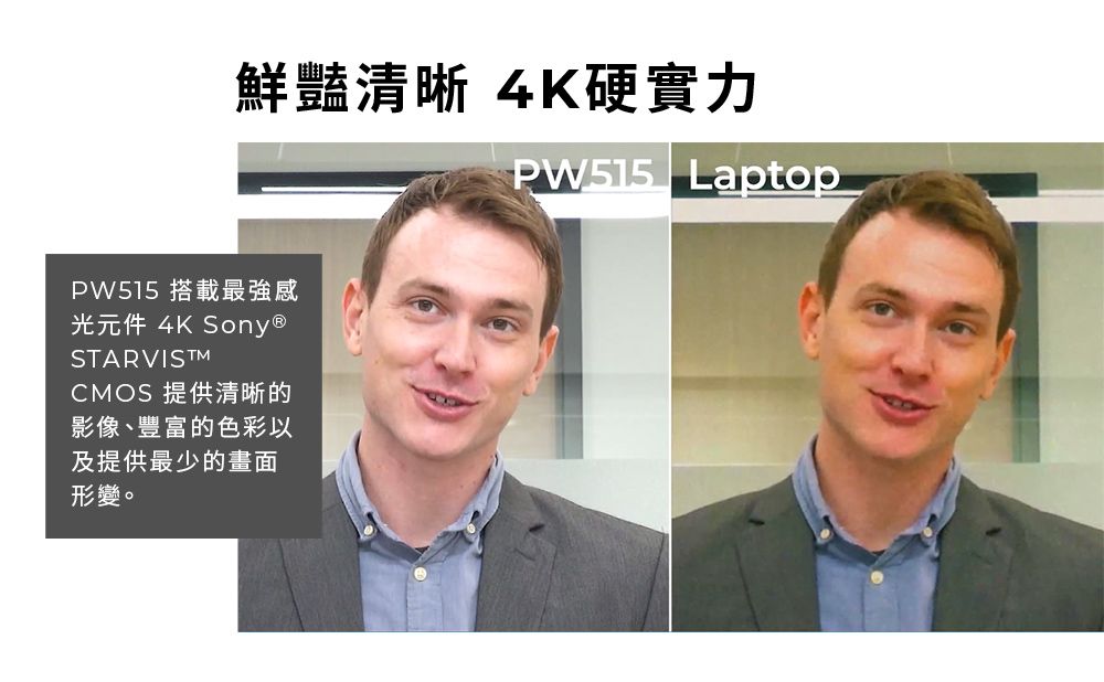 鮮豔清晰 4K硬實力PW515 搭載最強感光元件 4K Sony®STARVISCMOS 提供清晰的影像、豐富的色彩以及提供最少的畫面形變。PW515 Laptop