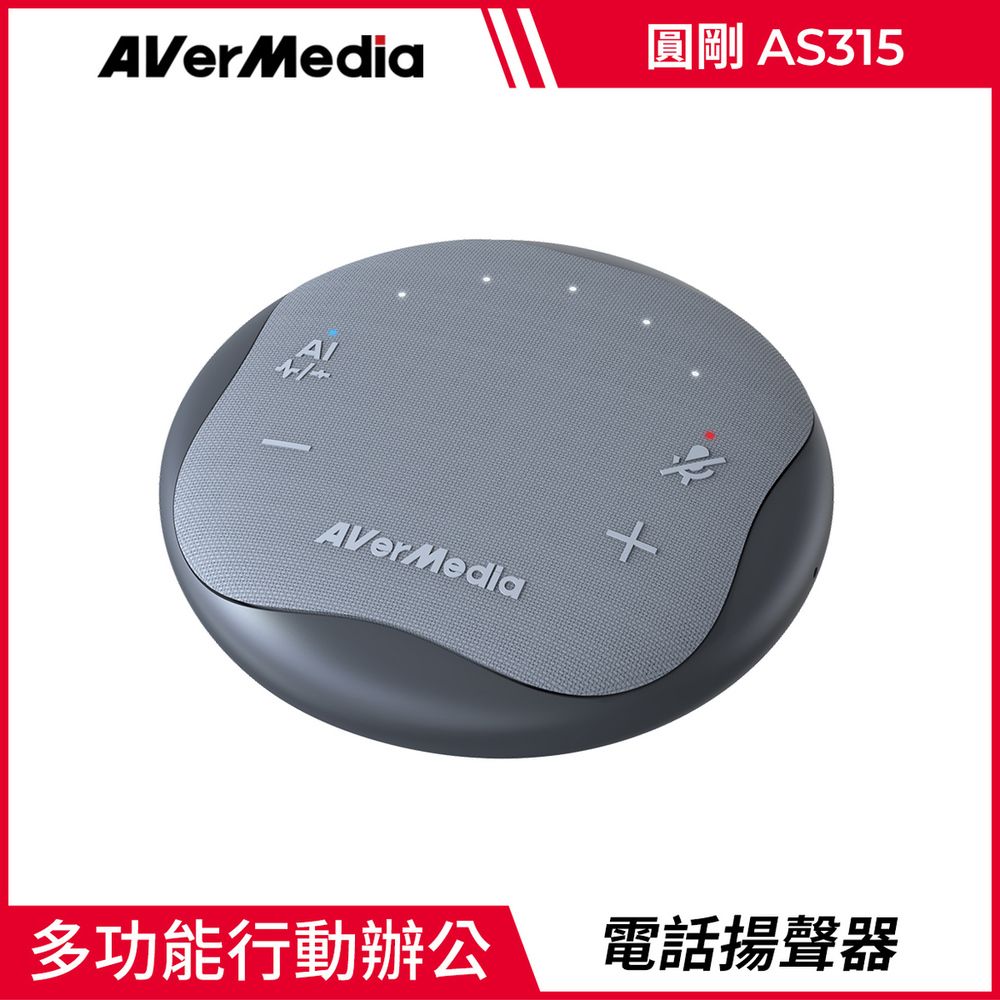 AverMedia 圓剛  AS315 智慧抗噪通話音箱電話會議揚聲器(石墨黑)