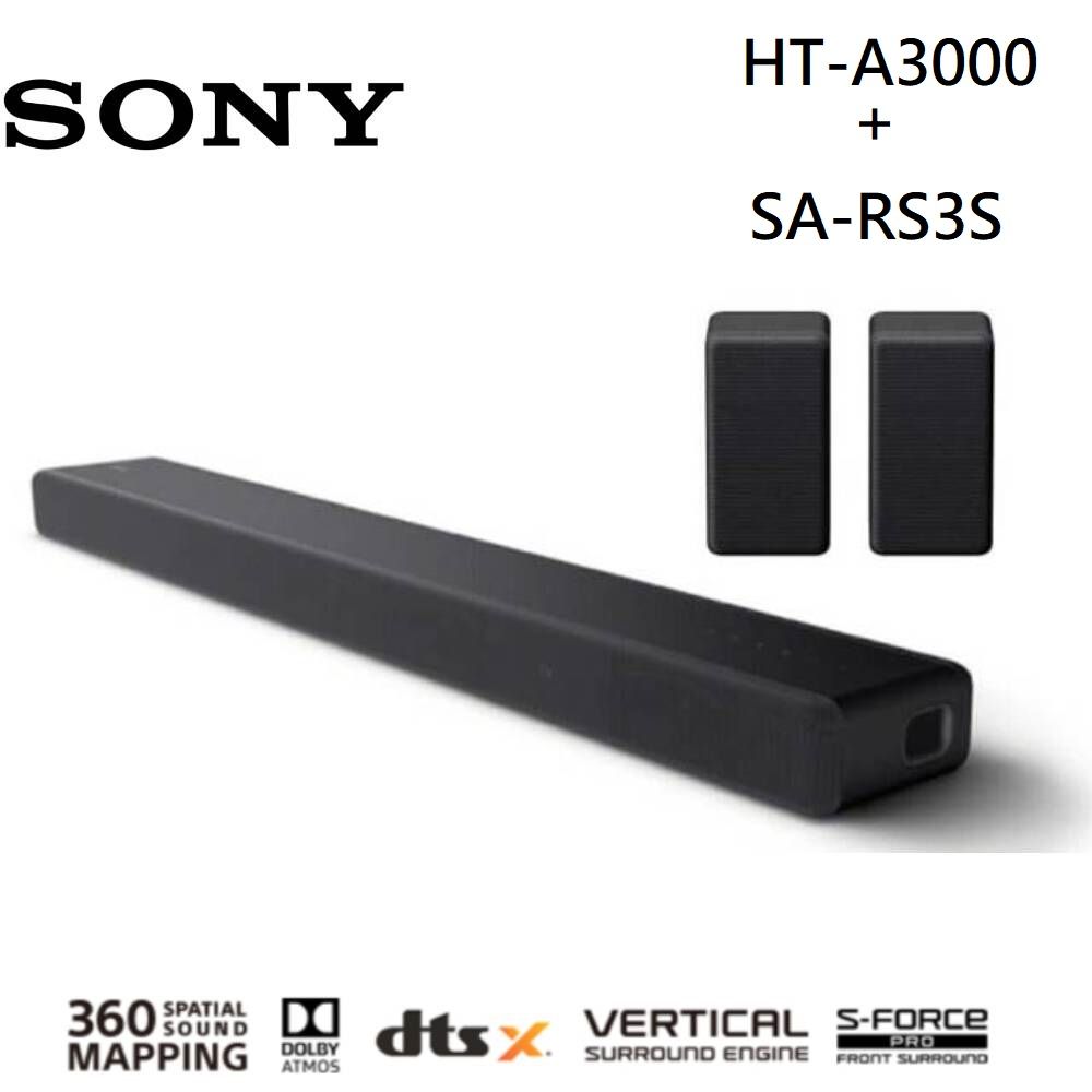 SONY 索尼3.1聲道聲霸SOUNDBAR(HT-A3000 + SA-RS3S) - PChome 24h購物