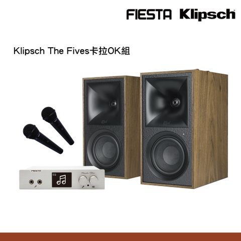 Klipsch The Fives Walnut二聲道主動式喇叭+Fiesta混音機
