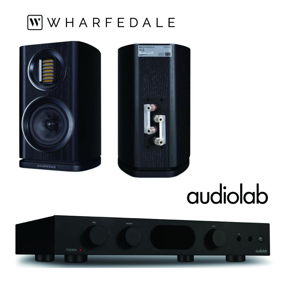 Audiolab Wharfedale英國 EVO 4.1書架喇叭 + Audiolab 7000A 數位藍芽DAC綜合擴大機-黑騎士組合