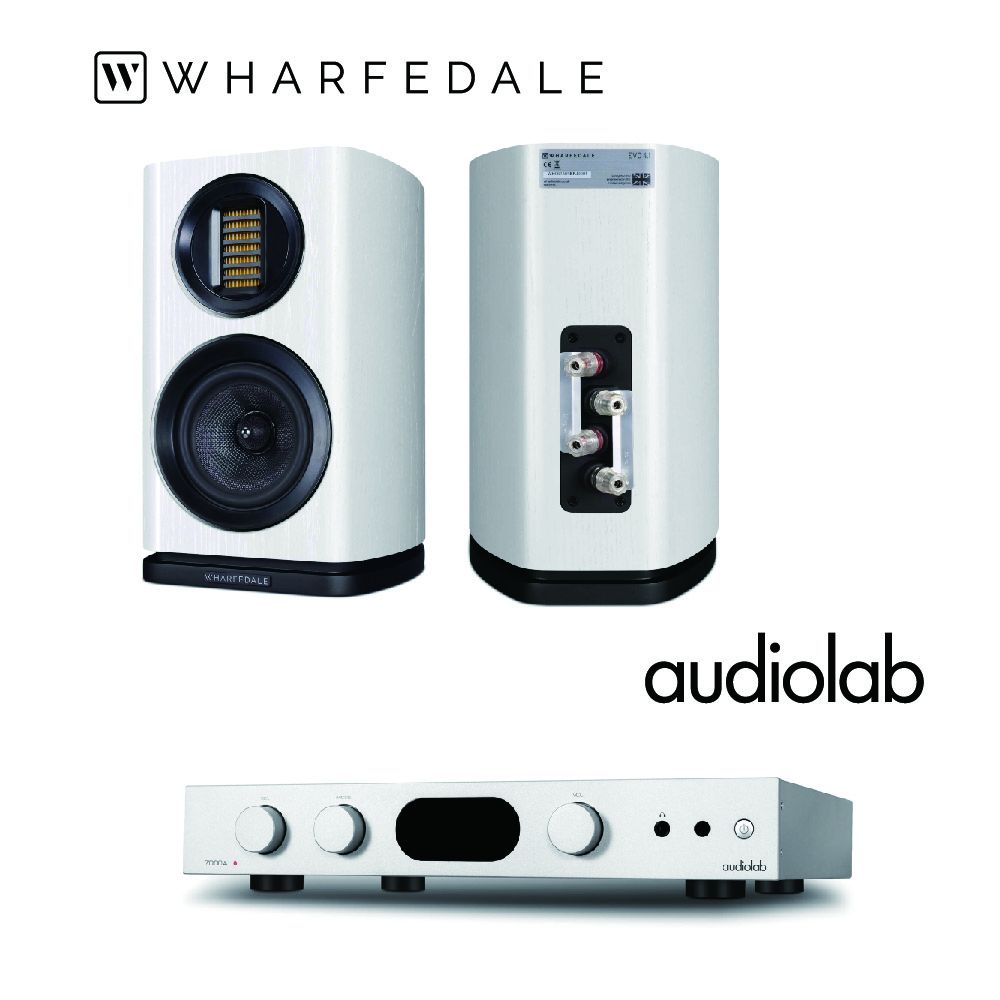  Wharfedale英國 EVO 4.1書架喇叭 + Audiolab 7000A 數位藍芽DAC綜合擴大機-白騎士組合