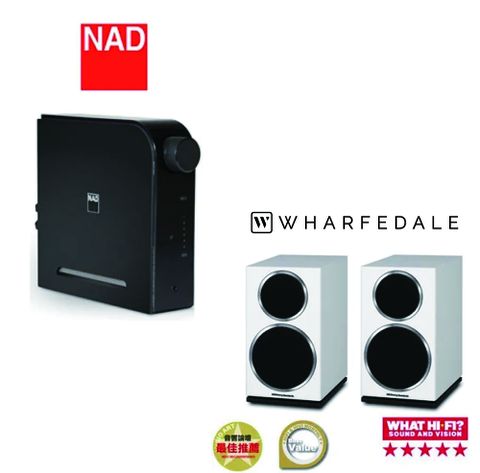 NAD 超值組合 NAD D3020 V2藍牙綜合擴大機 + Wharfedale 英國 DIAMOND 220 白色書架型喇叭