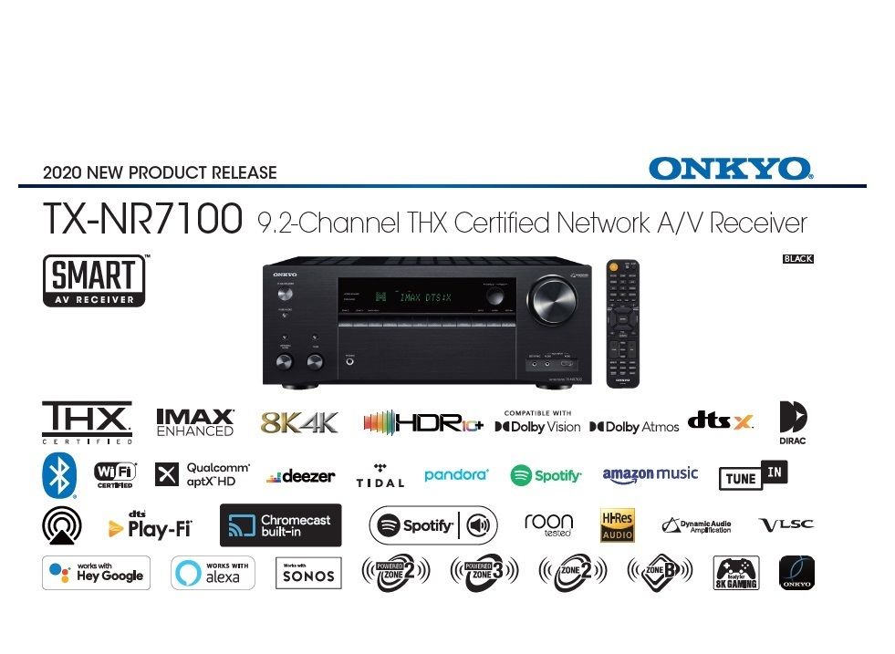 ONKYO TX-NR7100 9.2聲道8K網路影音環繞擴大機- PChome 24h購物