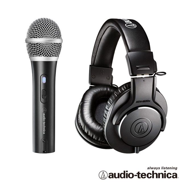 audio-technica 鐵三角  心型指向性動圈USB/XLR麥克風ATR2100XUSB+專業型監聽耳機ATHM20x