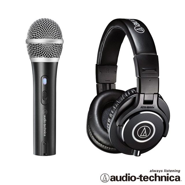 audio-technica 鐵三角  心型指向性動圈USB/XLR麥克風ATR2100XUSB+專業型監聽耳機ATHM40x