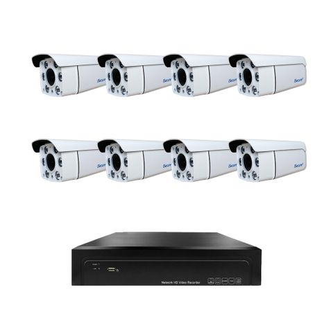 8 路智慧雙光監視器組合: 1 部 8 路 4K 網路型監控主機 + 8 部智慧雙光 3MP 子彈型攝影機