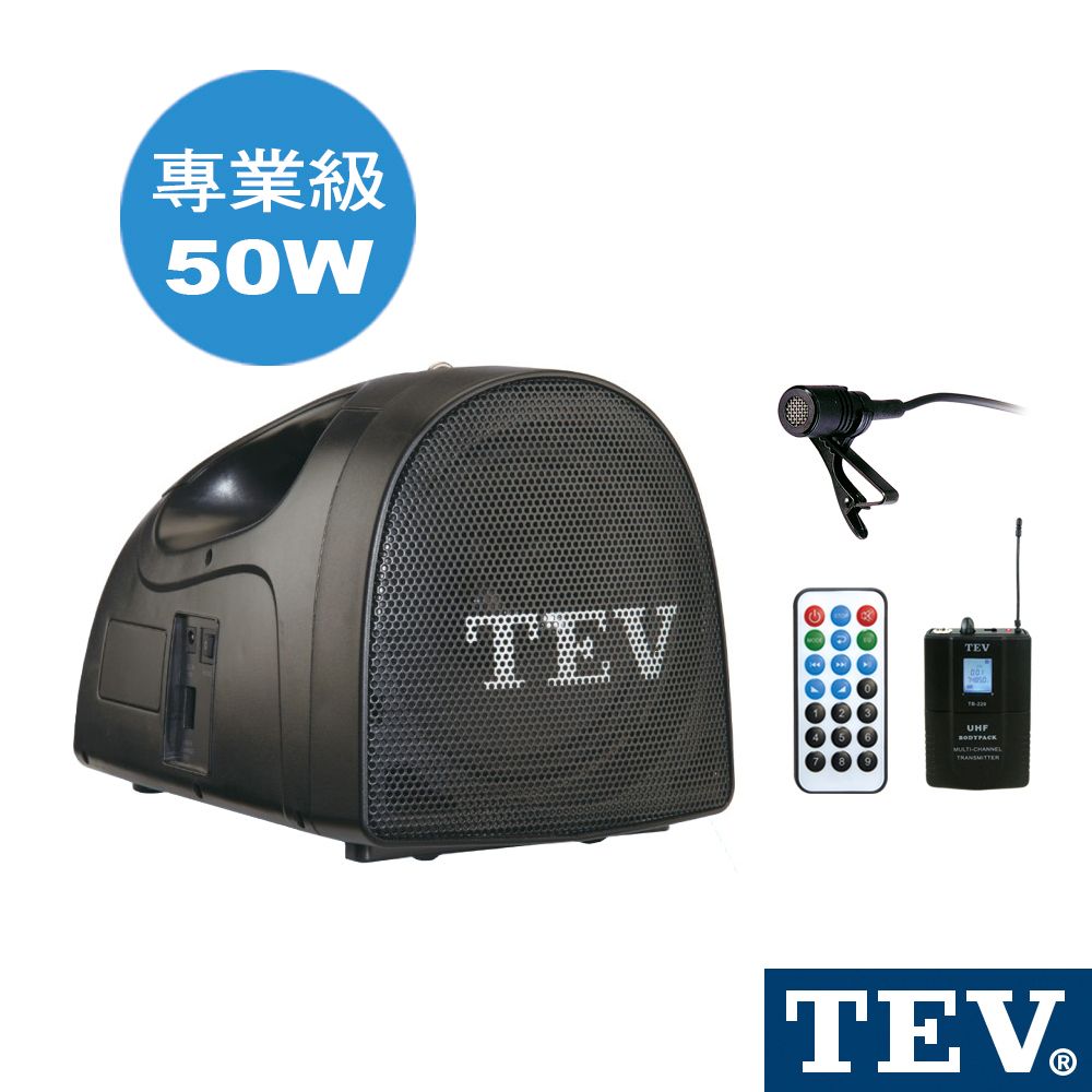 TEV 台灣電音  100頻道肩帶式藍牙/USB/SD播放擴音器 TA220DLL｜領夾式麥克風