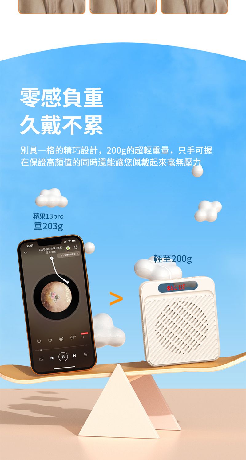 零感負重久戴不累別具一格的精巧設計,200g的超輕重量,只手可握在保證高顏值的同時還能讓您佩戴起來毫無壓力蘋果13pro重203gp15:51玫瑰 (輕至200g